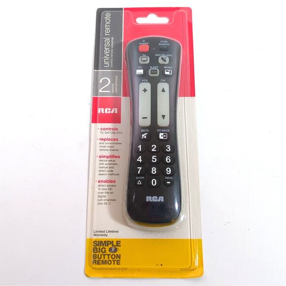 RCA RCRH02BR Universal Remote Big Button 5 Device TV Control NEW Sealed - Picture 1 of 2